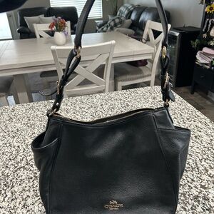 Coach Black Pebbled Leather Shoulder Bag
